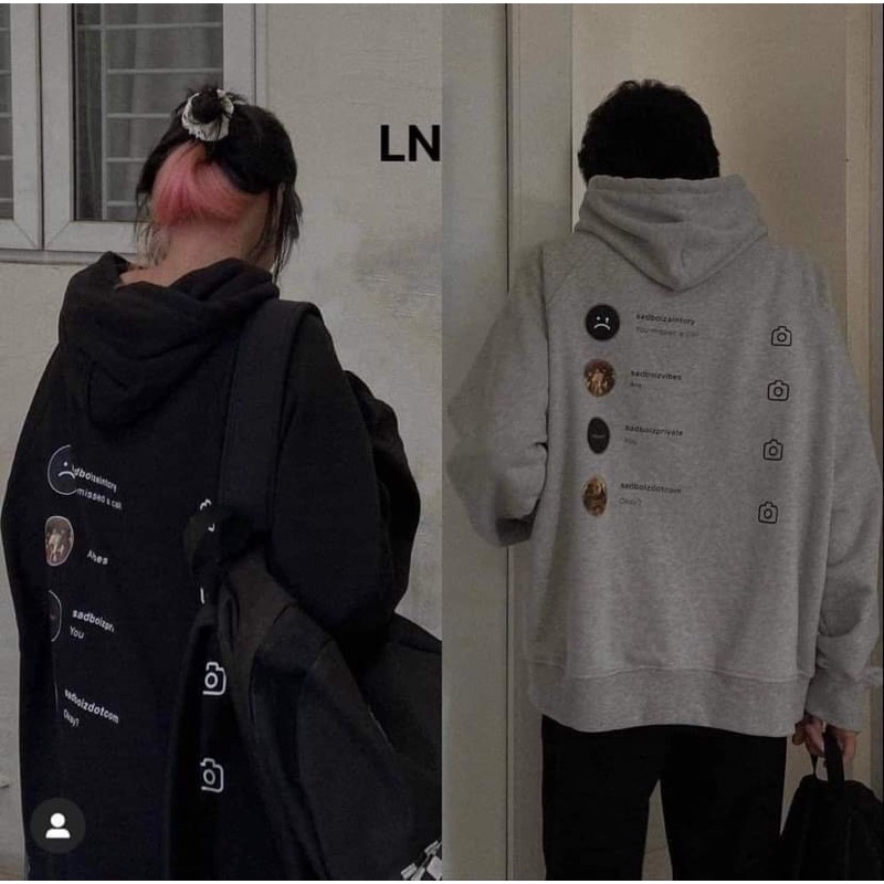 Áo hoodie Sadboi máy ảnh mũ 2 lớp