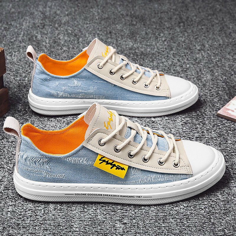 Giày thể thao nam vải bò rách phối da mác vàng GOOSE | BigBuy360 - bigbuy360.vn