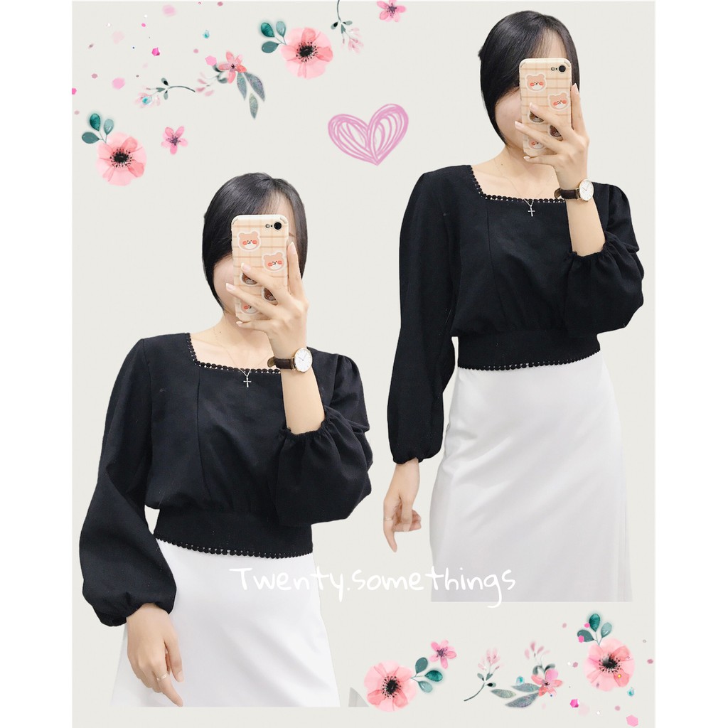 ÁO CROPTOP THẮT NƠ LƯNG PHỐI REN (video/ảnh thật/ sẵn)