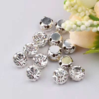 Hạt Pha Lê Đá Đế Tròn 3D Trắng Đính Kết Trang Phục thời Trang