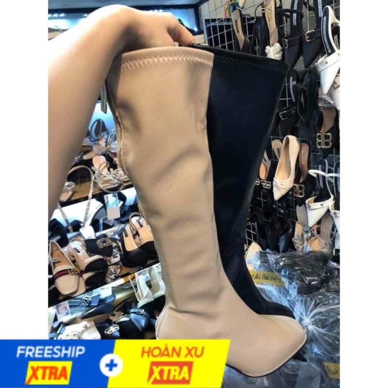 boot da mềm hai màu đen, nâu