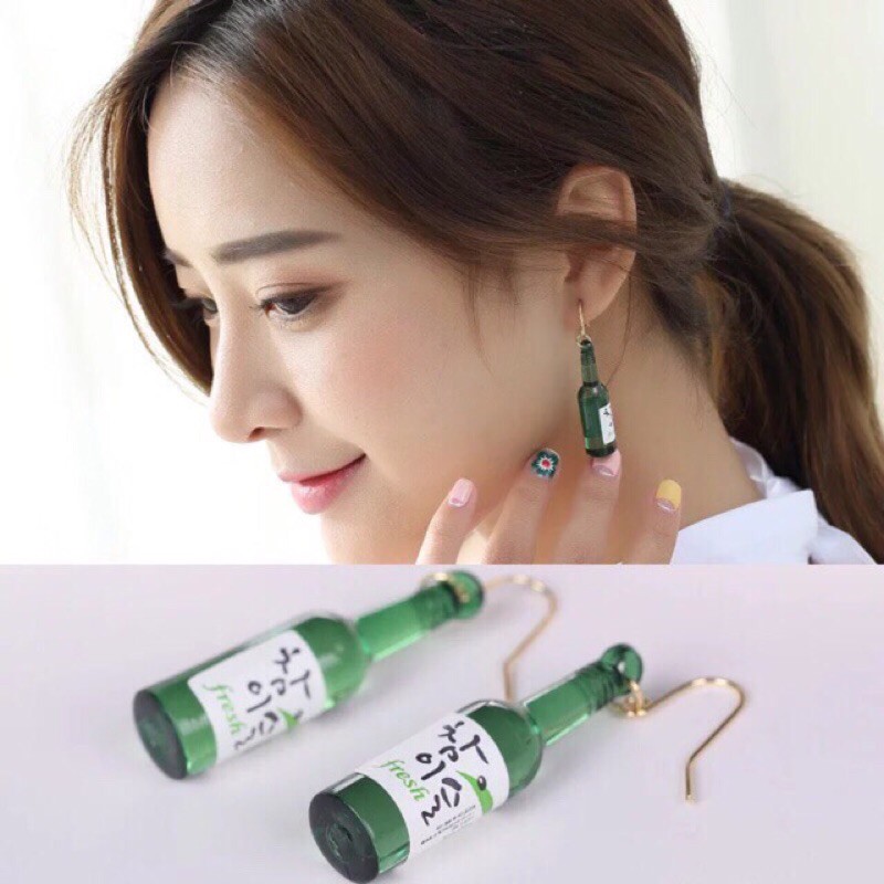 Bông Tai Hình Chai Rượu Soju Độc Đáo Cá Tính - Lucky Girl shop