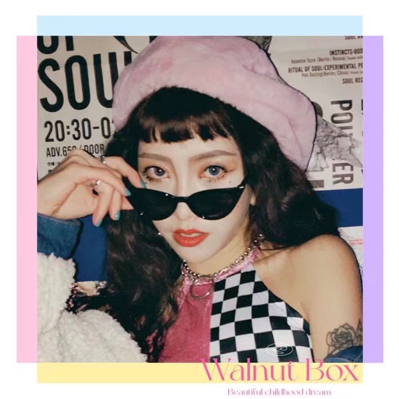 Ins European and American Cat's Eye Sail Sunglasses New Retro European and American Fashion Ladies Small Frame Sunglasses Round Face...