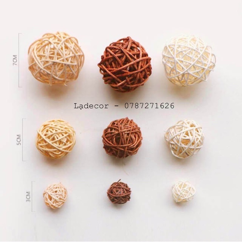 Set 3 quả cầu mây tròn đan thủ công trang trí chụp ảnh sản phẩm