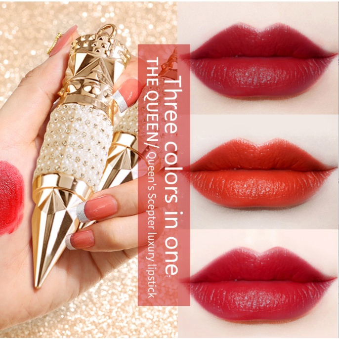 ✨Cổ Phiếu Sẵn Sàng✨Son Môi Trang Điểm Queen Scepter 3 Trong 1 Chất Lì Mềm Mịn Lâu Trôi Chống Thấm Nước Không Phai Màu Không Bị Nhòe