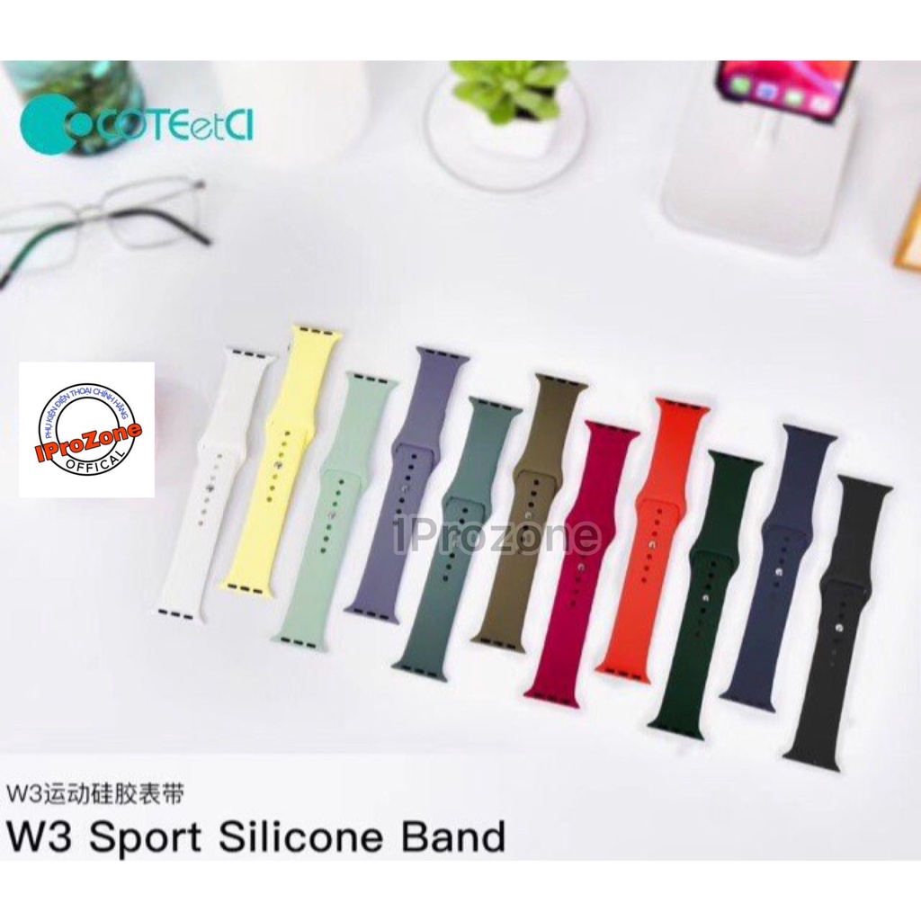Dây đeo silicone cho đồng hồ Size 38 / 40 / 41 / 42 / 44 / 45 mm chính hãng Coteetci fullbox