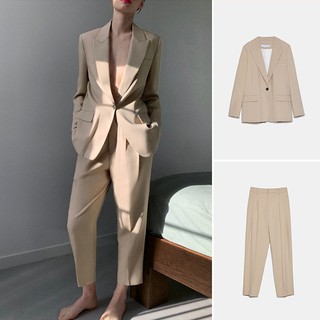 BỘ ÁO KHOÁC BLAZER VÀ QUẦN NỮ MÀU NÂU NHẠT - 2864/732 2664/732 3103/732