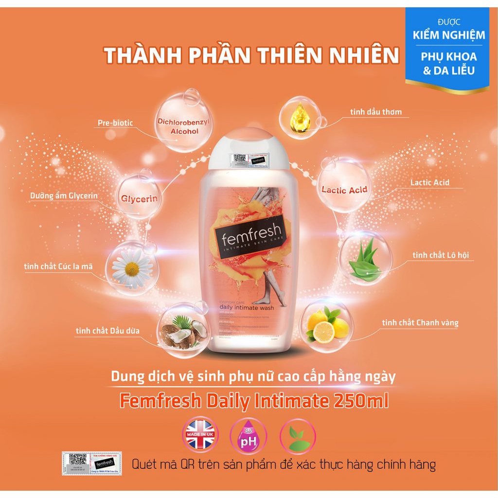 Dung dịch vệ phụ nữ Femfresh Intimate Wash Anh Quốc 250ml