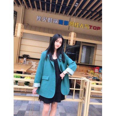 ( Hàng Đẹp) Ảnh thật 5 hình cuối-Set áo blazer kèm váy 2 dây xanh siêu xinh | BigBuy360 - bigbuy360.vn