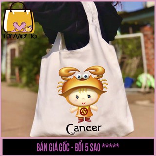 Túi tote túi vải túi canvas quai tròn có khóa kéo in hình 12 CUNG HOÀNG ĐẠO - Cung Cự Giải (Cancer) - Túi Mơ To store