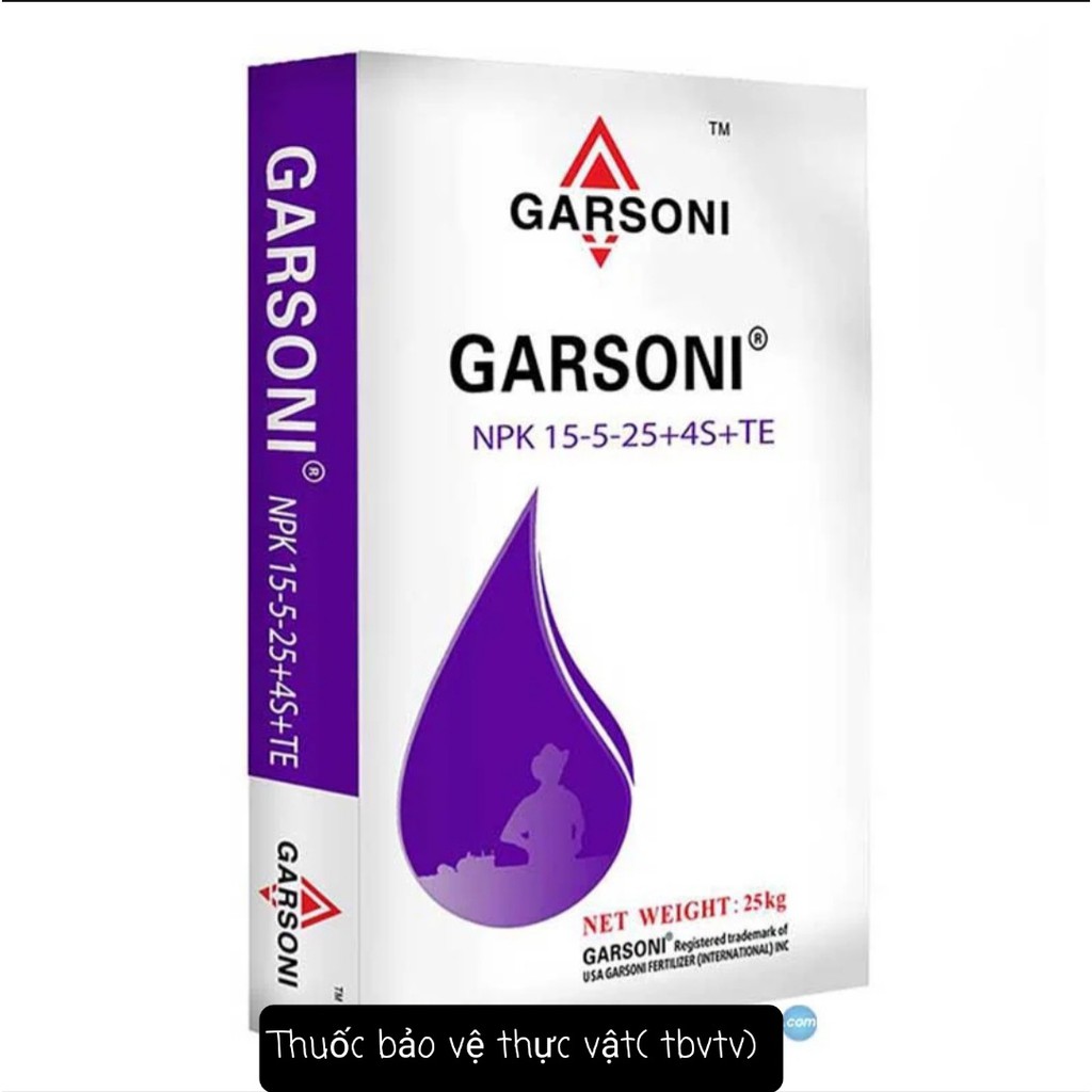 Phân bón GARSONI NPK 15-5-25+4S+TE - Tím Nhập khẩu từ Đức.
