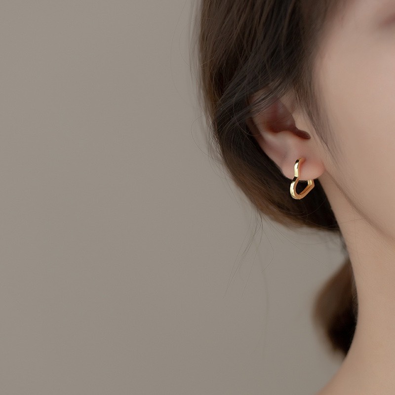 Khuyên tai bạc trái tim vòng bấm DUYSON SILVER Bông tai bạc Ý 925 mạ vàng cao cấp (1 Chiếc) [KVTTXK6]