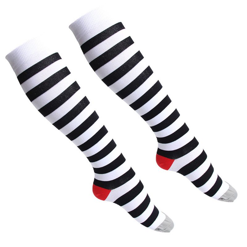 Xiangbao Tất Nén Cao Đến Đầu Gối Chống Mệt Mỏi Họa Tiết Sọc Cầu Vồng Trái Tim Graffiti Cho Nam Nurs