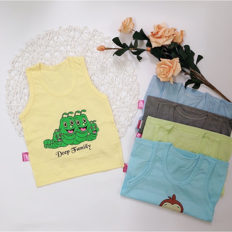 Áo Ba Lỗ Cho Bé 7-18kg Cotton In Hình Ngộ Nghĩnh