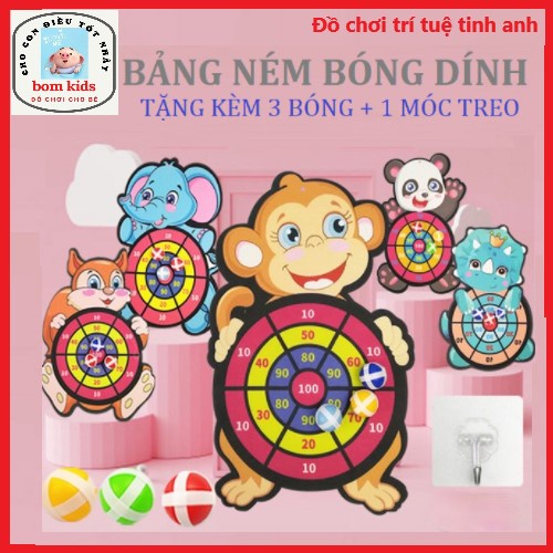 Phi tiêu bóng dính cho bé, bảng ném bóng gai tính điểm chất liệu vải an toàn - tặng móc treo