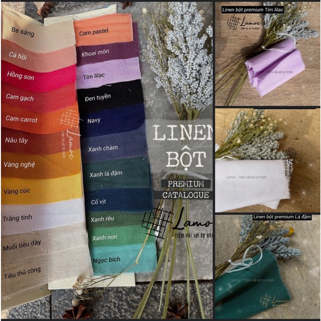 Vải linen bột dày/ linen bột premium. Chất vải dày dặn, đứng form