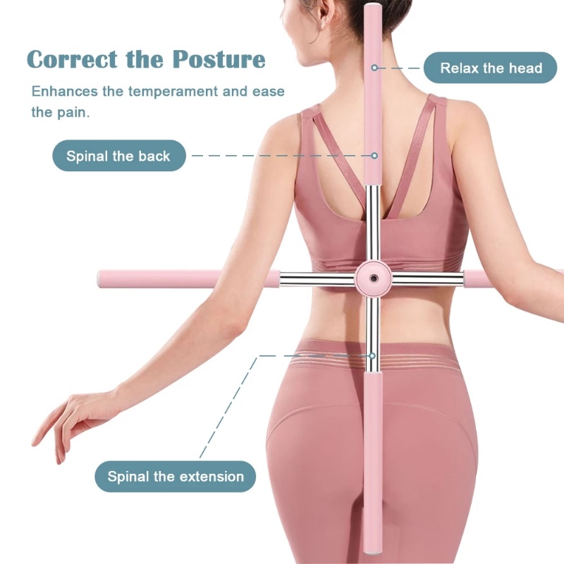 1 Gậy Tập Lưng Bằng Thép Không Gỉ Tùy Chỉnh Tiện Dụng Cho Người Tập Gym / Yoga