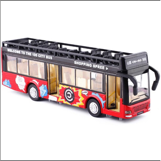 Mô hình Xe bus mui trần, xe bus 2 tầng đồ chơi ô tô cho bé