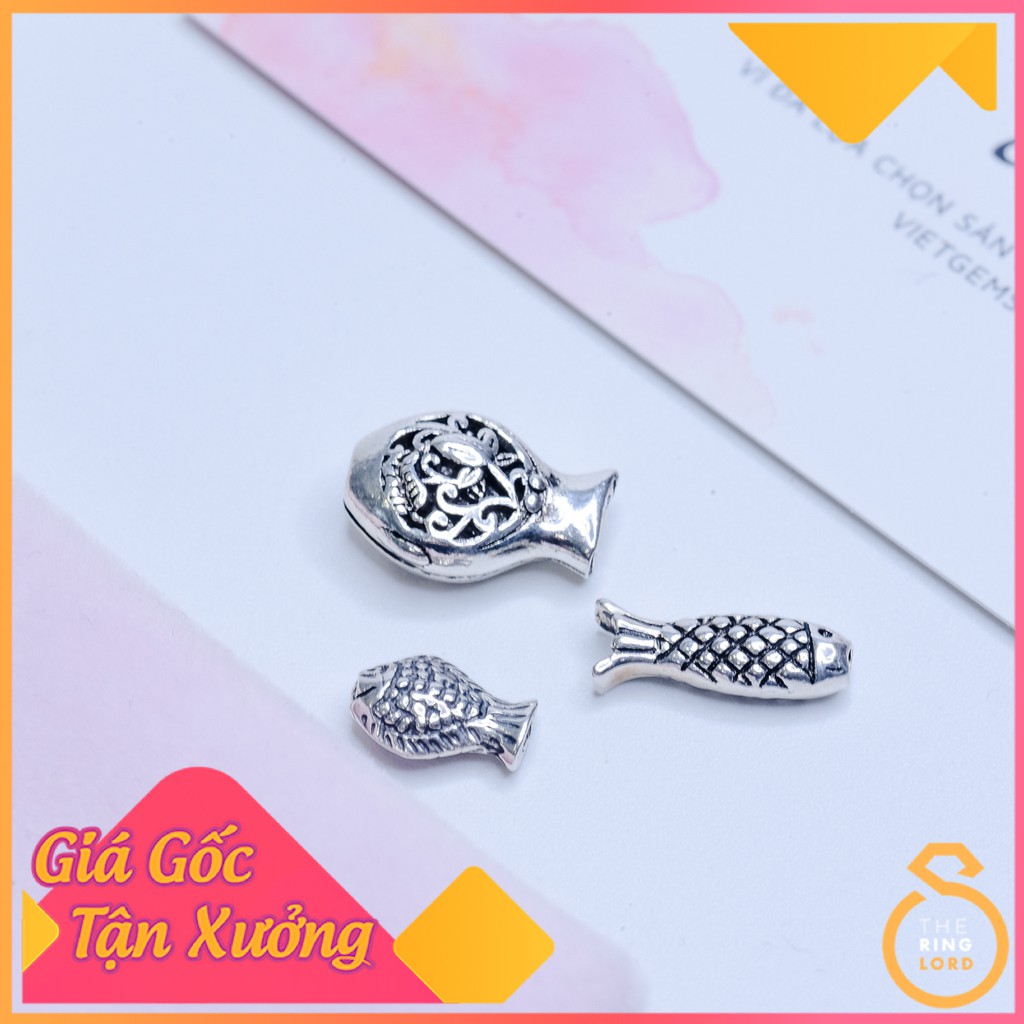 Charm bạc thái con cá xỏ vòng tay | Charm Bạc Thái 925 không xi đen