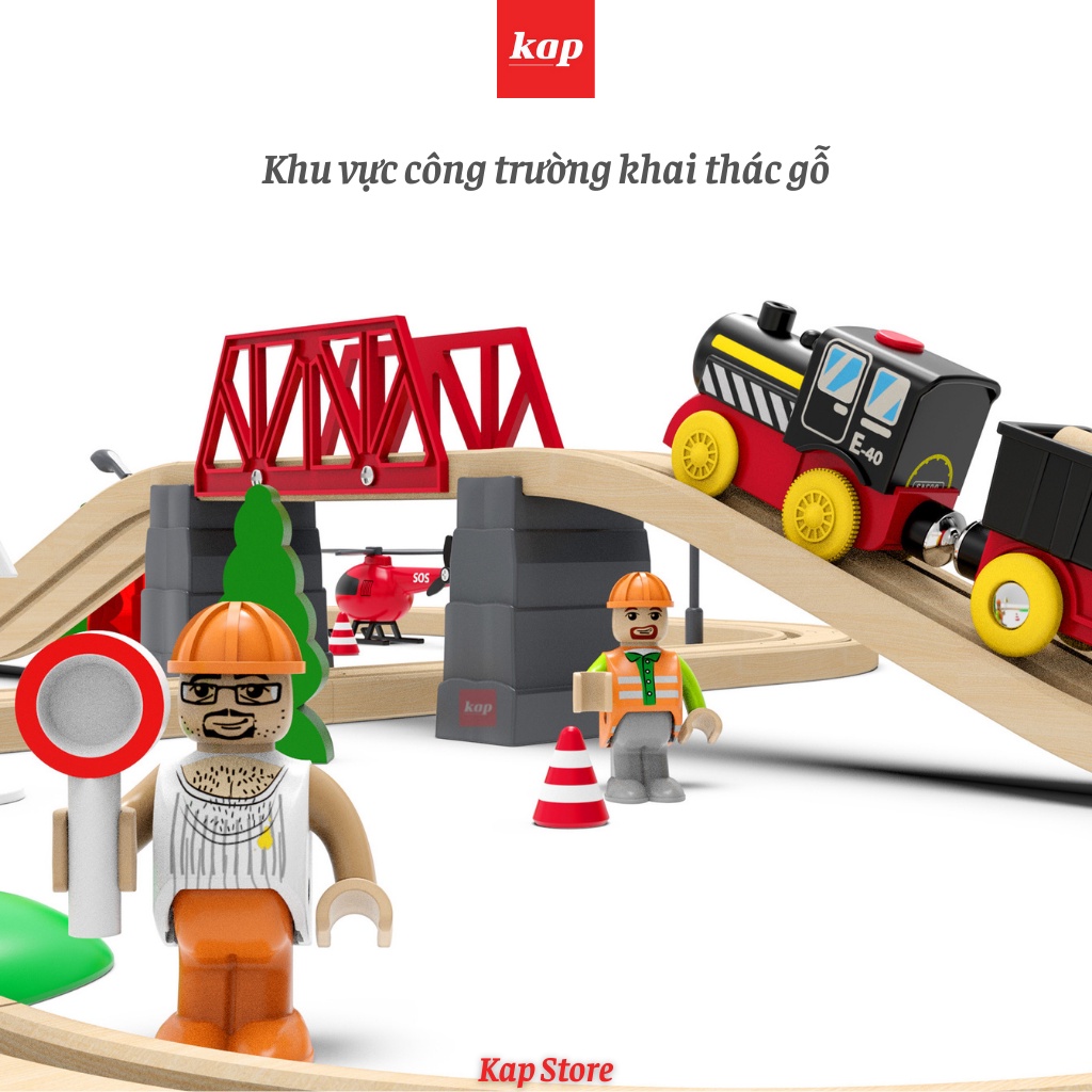 BỘ ĐỒ CHƠI ĐƯỜNG RAY XE LỬA GỖ - SET KHAI THÁC GỖ (FOREST TRACK); TƯƠNG THÍCH BRIO, HAPE, LIDL, IKEA