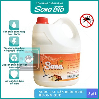 Nước lau nhà hương quế - chanh xả Sona 3,6kg, Giúp đuổi muỗi, sàn nhà sạch mát, thơm tho