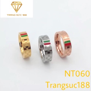 Nhẫn titan ko đEn hoa văn NT060