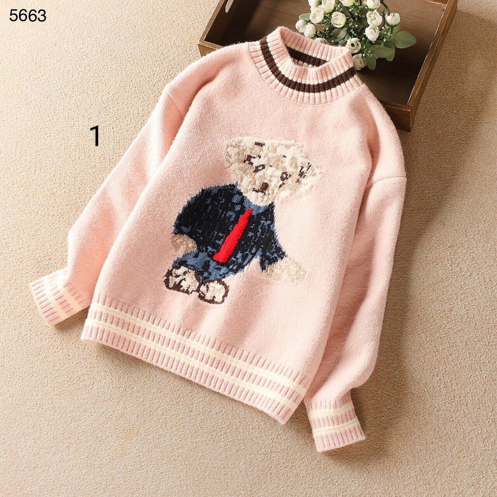 Áo len bé gái phối bèo size đại 8-12 tuổi