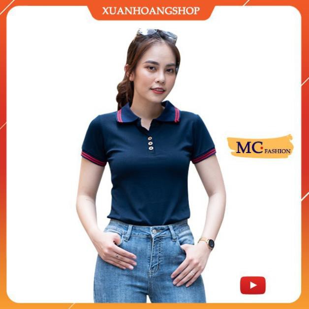 Áo Phông Nữ Dáng Thun Có Cổ Tay Ngắn Đẹp Đủ Màu Trắng Đen Tím Xanh Than Vàng Nâu Vải Cotton Mc Fashion Ap169 ⚠️ 💝 👕 * hè