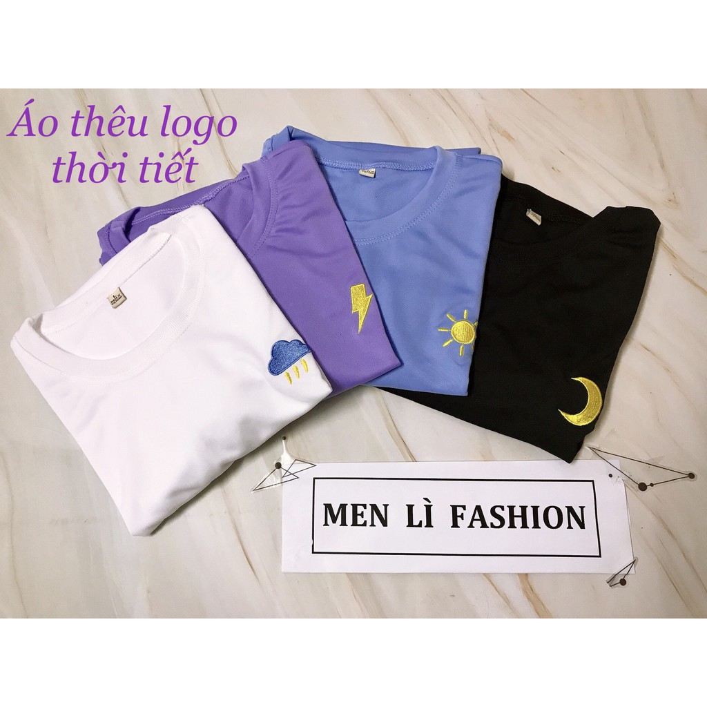 Áo Thun Unisex Nam Nữ Form Rộng Tay Lỡ THÊU LOGO THỜI TIẾT