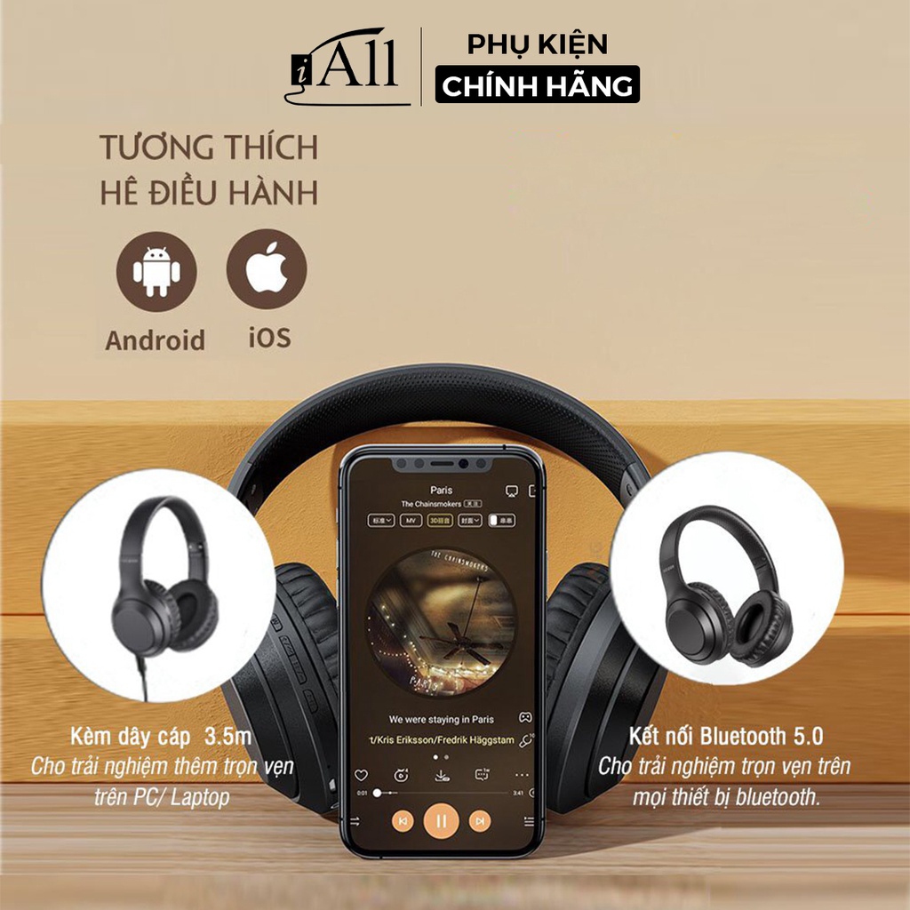 Tai nghe chụp tai bluetooth headphone chống ồn Rockspace O2 chơi game, nghe nhạc - iAll Store