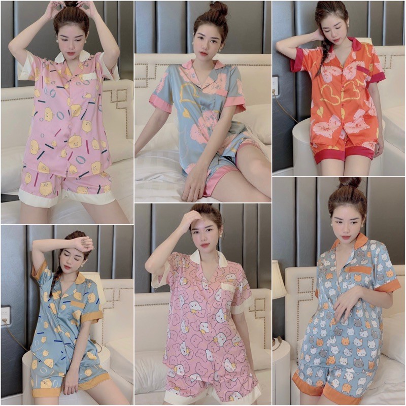 [HÀNG CAO CẤP]💖Bộ Lụa Pijama Áo Cộc-Quần Sooc🌸Chất Liệu Lụa Latin Mát Lịm | BigBuy360 - bigbuy360.vn