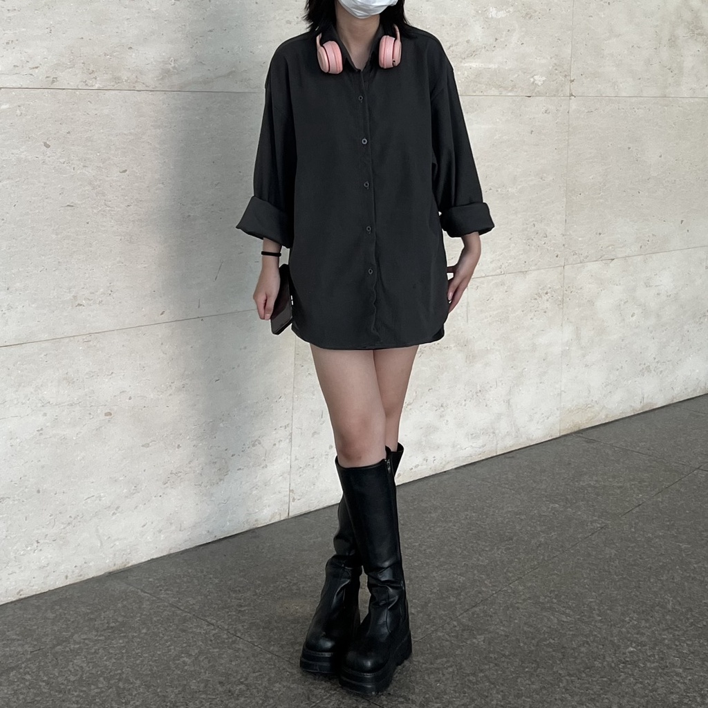 Áo Sơmi Nhung KUPI Form Rộng Ulzzang Unisex 1hitshop