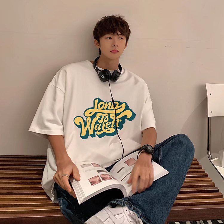 Áo Thun Tay Ngắn Dáng Rộng In Chữ Phong Cách Hip Hop Đường Phố Hàn Quốc Thời Trang Mùa Hè Cho Nam Và Nữ M-8XL