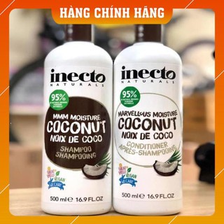 Cặp dầu gội/xả dừa inecto 500ml - giúp tóc suôn mượt, chống bết tóc