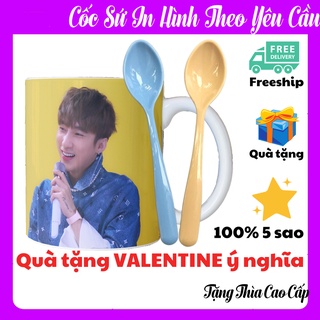 [Loại 1] Cốc Sứ In Hình Theo Yêu Cầu, In Hình Lên Cốc Sứ Bát Tràng Tặng Thìa Free