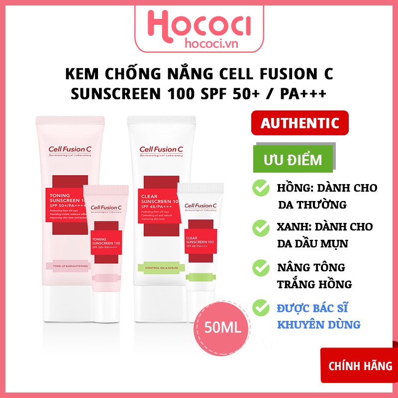 ✅[CHÍNH HÃNG] Kem Chống Nắng Cell Fusion C Suncreen 100