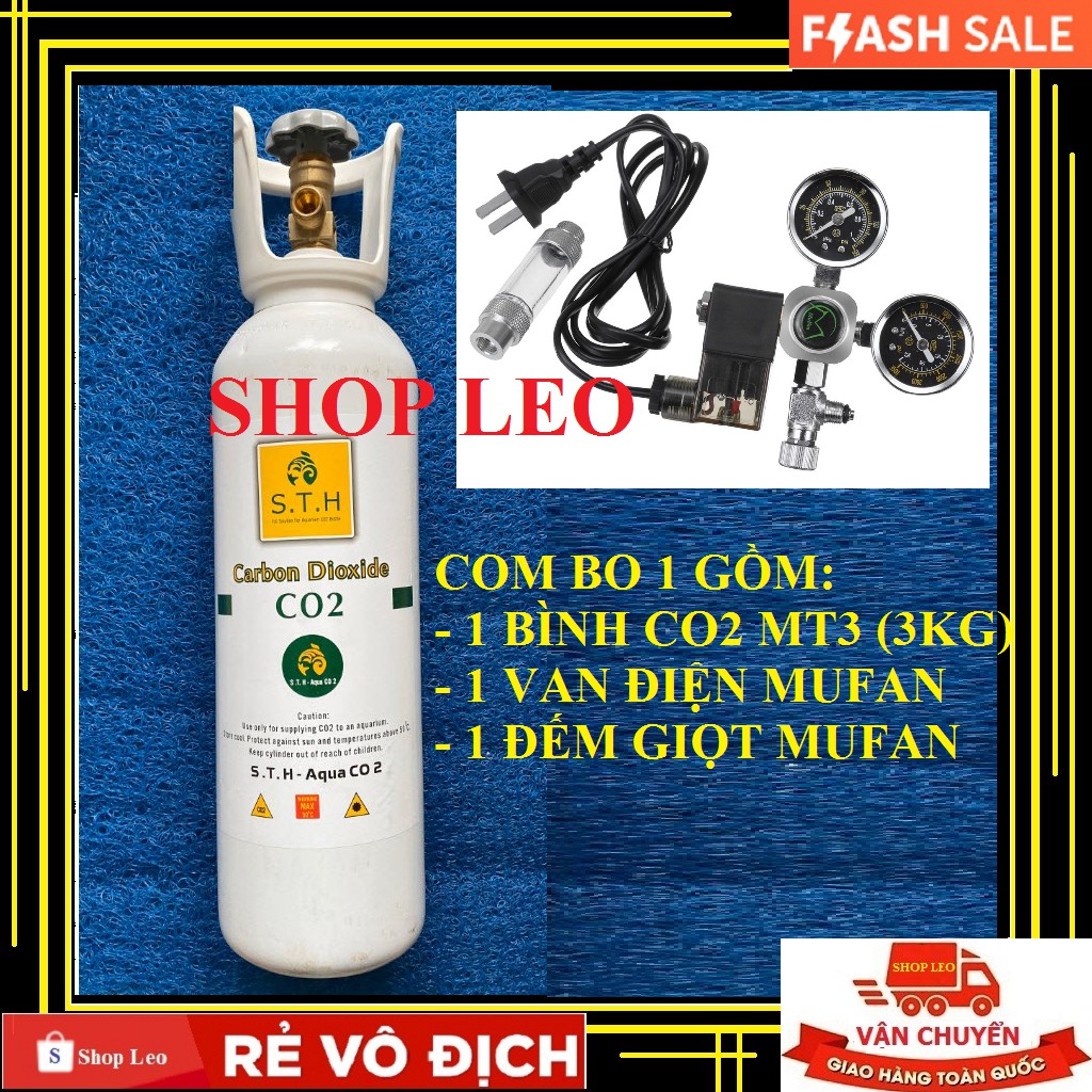 Bình Co2  Full Bộ Van Điện, Van cơ- Trọn bộ bình CO2 MT3  - phụ kiện thủy sinh - shopleo