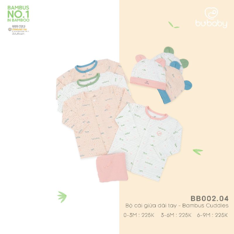 Bộ Sơ Sinh Cài Giữa BU Bambus B5 • 0-3M 3-6M 6-9M • Choding Home