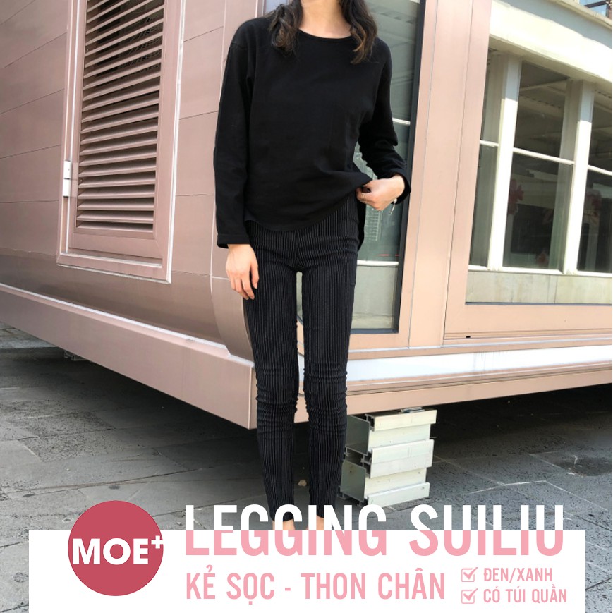 Quần Legging Kẻ Sọc Thon Chân SUILIU