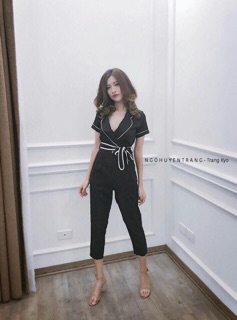 Jumpsuit cổ vest viền 