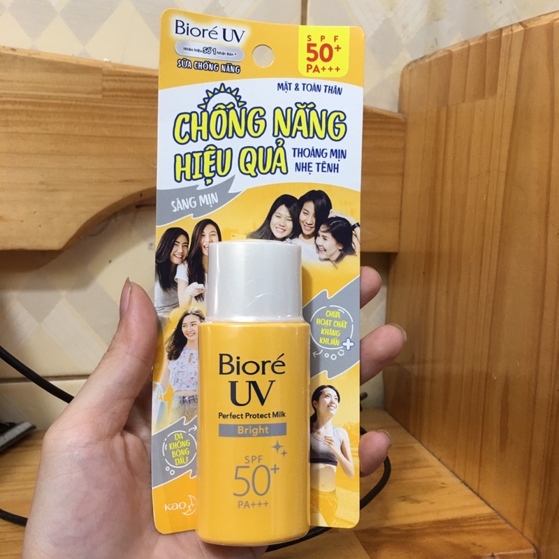 KEM CHỐNG NẮNG TRẮNG MỊN NGỌC TRAI BIORE UV PERFECT PROTECT MILK WHITE SPF50 25ML