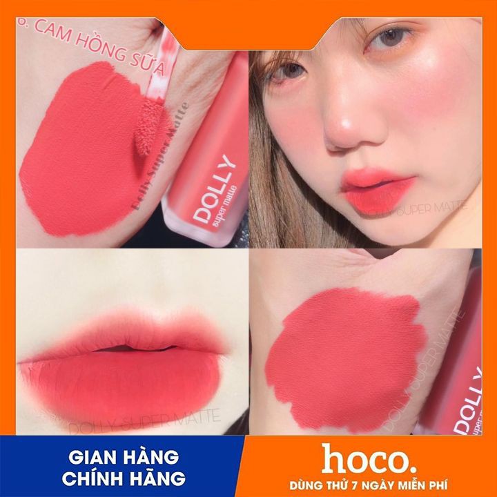 Son Dolly Super Matte mềm môi,ko chì đang hot(màu cam hồng sữa)