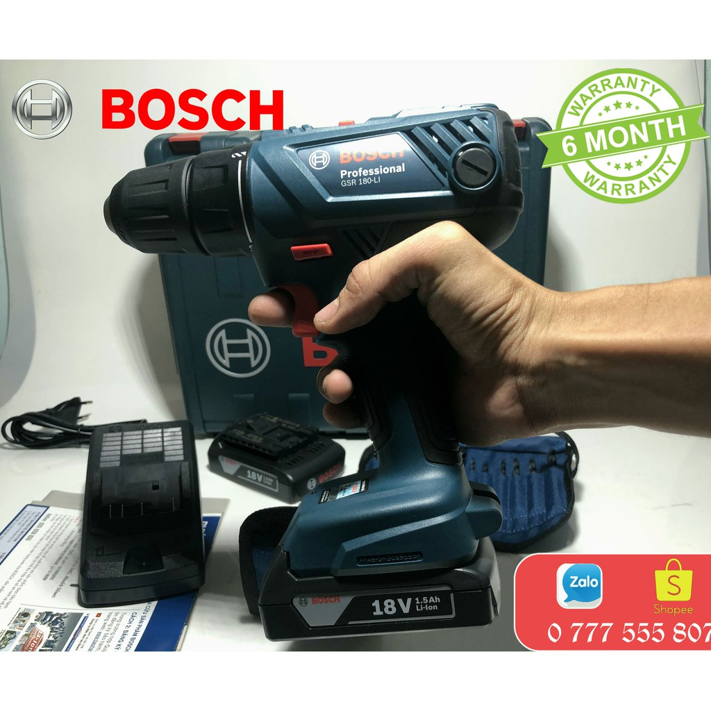 [GSR 180-Li] Máy khoan vặn vít dùng pin Bosch 18V (kèm phụ kiện) (BH 6 tháng) [CHÍNH HÃNG]