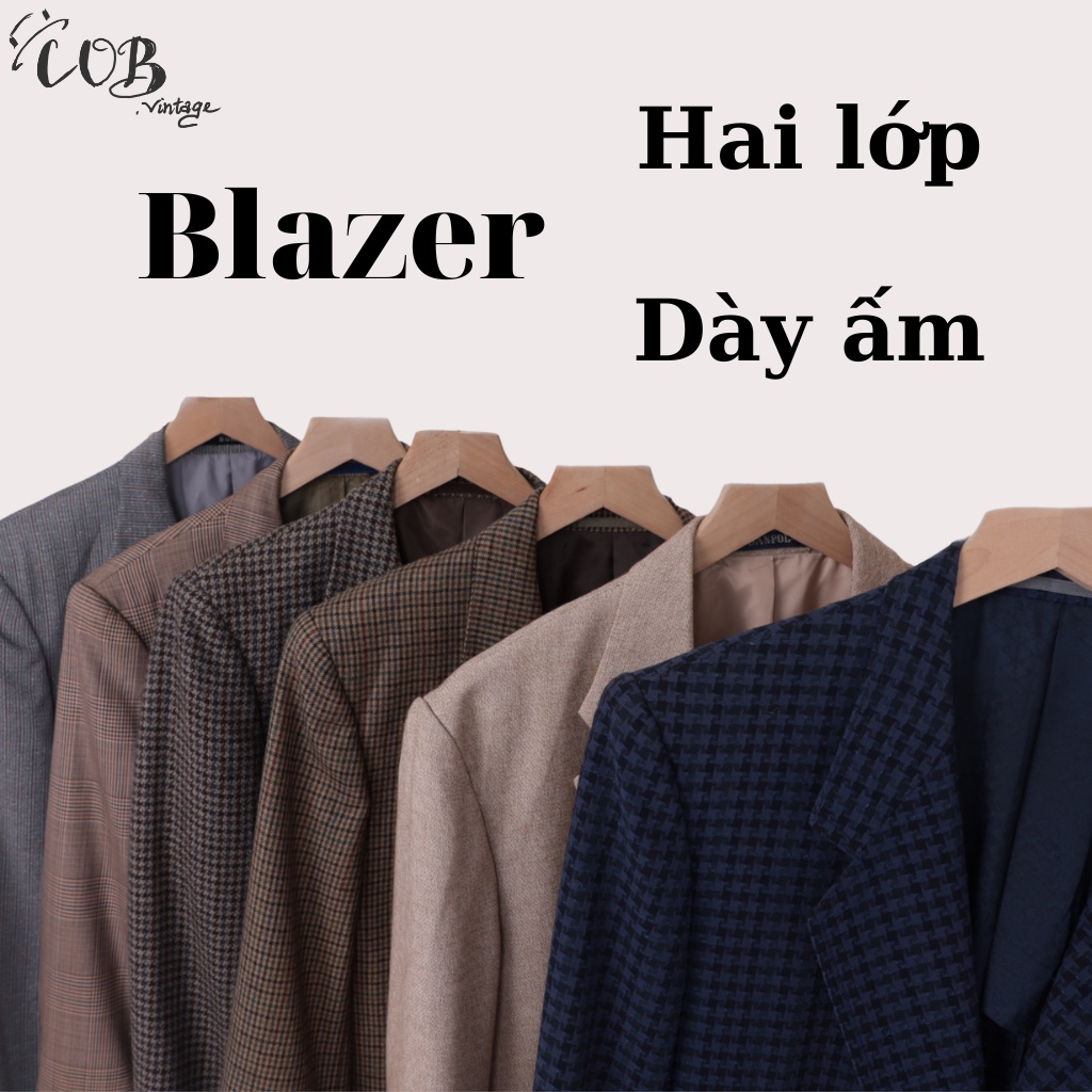 Áo Vest / Blazer 2 lớp, dày ấm oversize style,vintage, công sở Nhật,Hàn - secondhand