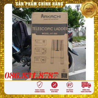 [Loại 1 Tốt Nhất] THANG NHÔM RÚT 5M8 HAKACHI NHẬT BẢN HT58 - BH 2 NĂM. Thang Nhôm Cao Cấp