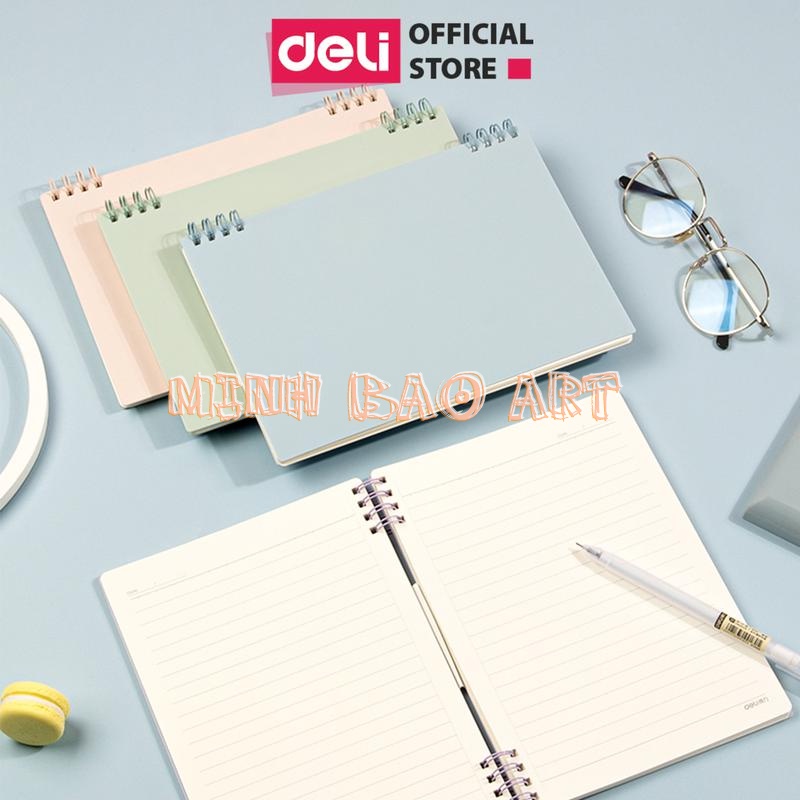 SỔ TAY GHI CHÉP DELI - GIẤY KẺ NGANG GÁY LÒ XO 80 TRANG A5/B5 - 24202 / 24203