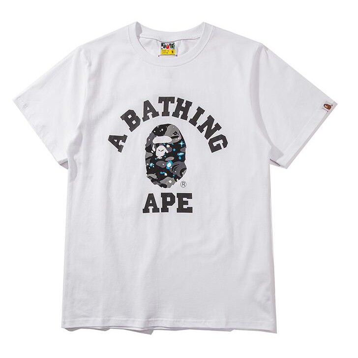Áo Thun Chất Liệu Vải Cotton Tay Ngắn Có In Hoạ Tiết Bape
