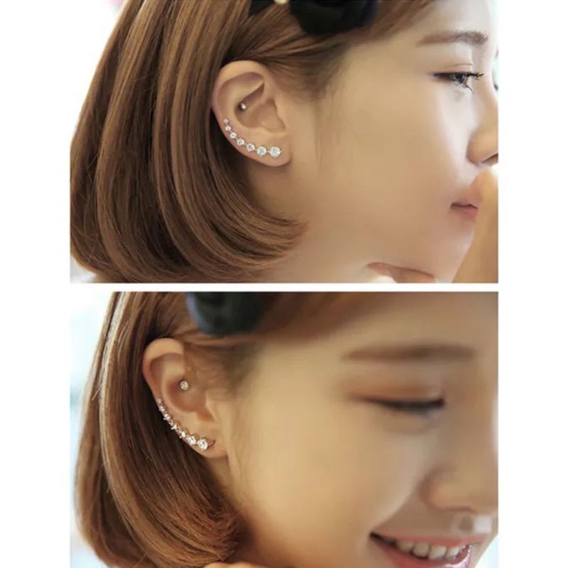 Khuyên Tai Bạc 925 Đính Đá Zircon 7 Kiểu Cổ Điển Cho Nữ