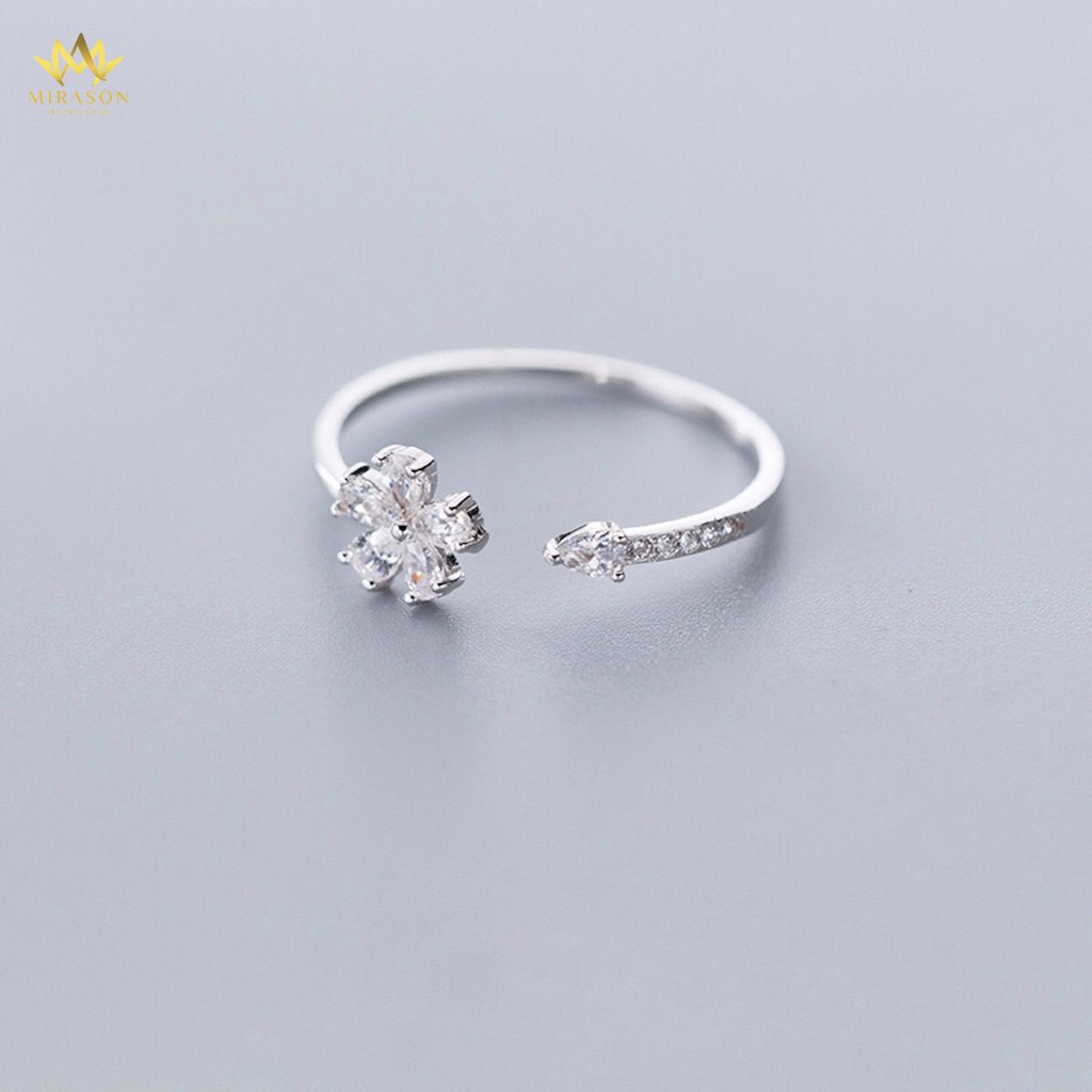Nhẫn Bạc Nữ MIRASON Hoa 5 Cánh Đính Đá 2 Màu Sang Trọng MNH042 - Nhẫn Nữ Bạc 925 Cao Cấp