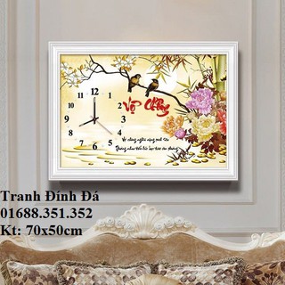 Tranh đính đá đồng hồ vợ chồng y8090 70x50cm